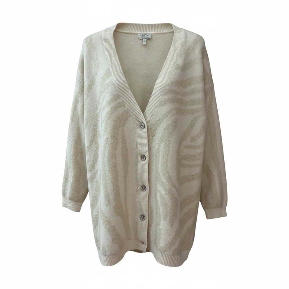 Women's Cream and Silver Zebra Print sweater. Time and Tru.